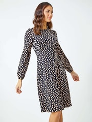 Roman Black Pebble Spot Stretch Tea Dress - Image 5 of 5