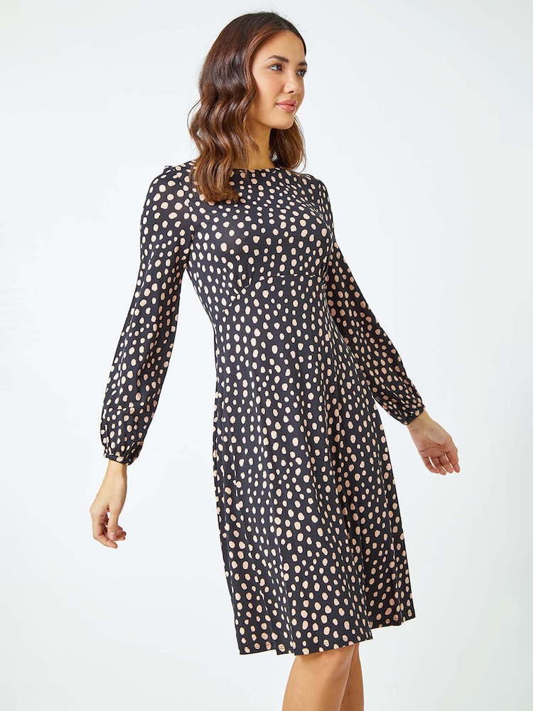 Roman Black Pebble Spot Stretch Tea Dress - Image 5 of 5