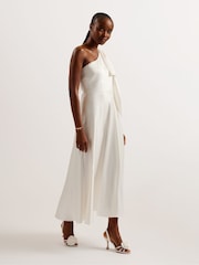 Ted Baker Cream Rikuto Draped One Shoulder Midi Dress - Image 1 of 5