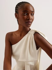 Ted Baker Cream Rikuto Draped One Shoulder Midi Dress - Image 2 of 5