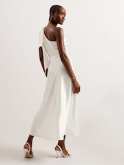Ted Baker Cream Rikuto Draped One Shoulder Midi Dress - Image 3 of 5