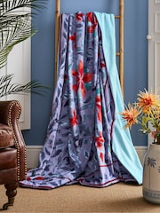 Joe Browns Purple Luxurious Velvet Reversible Tassel Throw - Image 2 of 4