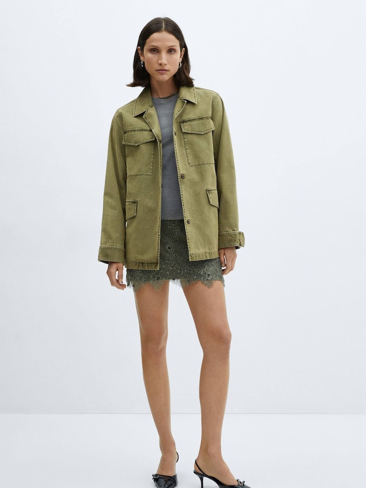 Mango Green 100% Cotton Chest Pocket Overshirt - Image 1 of 7