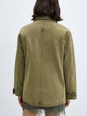 Mango Green 100% Cotton Chest Pocket Overshirt - Image 2 of 7