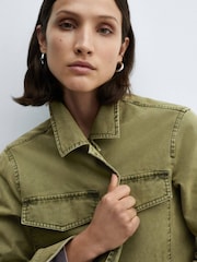 Mango Green 100% Cotton Chest Pocket Overshirt - Image 5 of 7