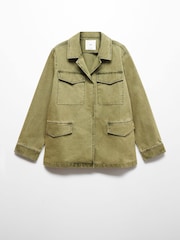 Mango Green 100% Cotton Chest Pocket Overshirt - Image 7 of 7