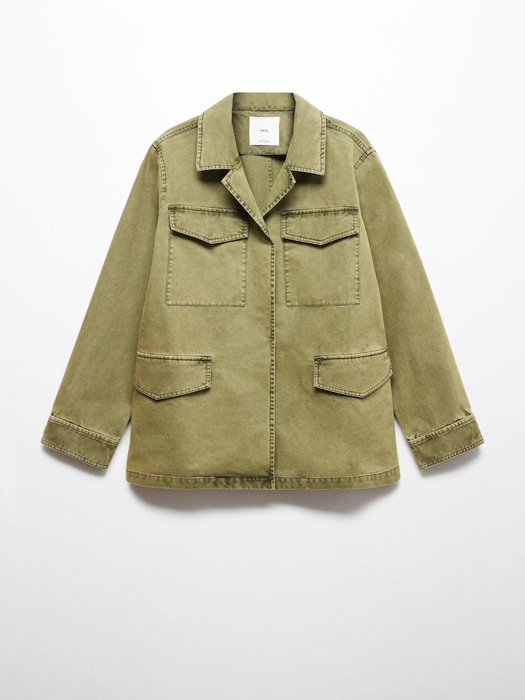 Mango Green 100% Cotton Chest Pocket Overshirt - Image 7 of 7