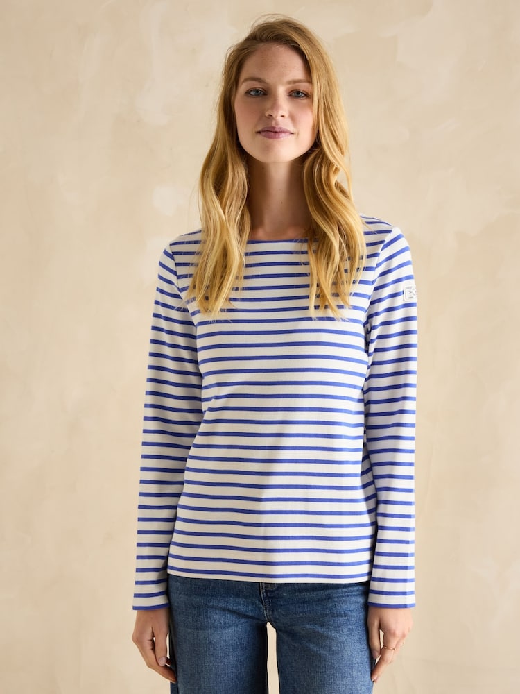 Joules Harbour Blue/White Boat Neck Breton Top - Image 1 of 6