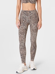 Sweaty Betty Brown Luxe Leopard Print Full Length Power Workout Leggings - Image 1 of 9