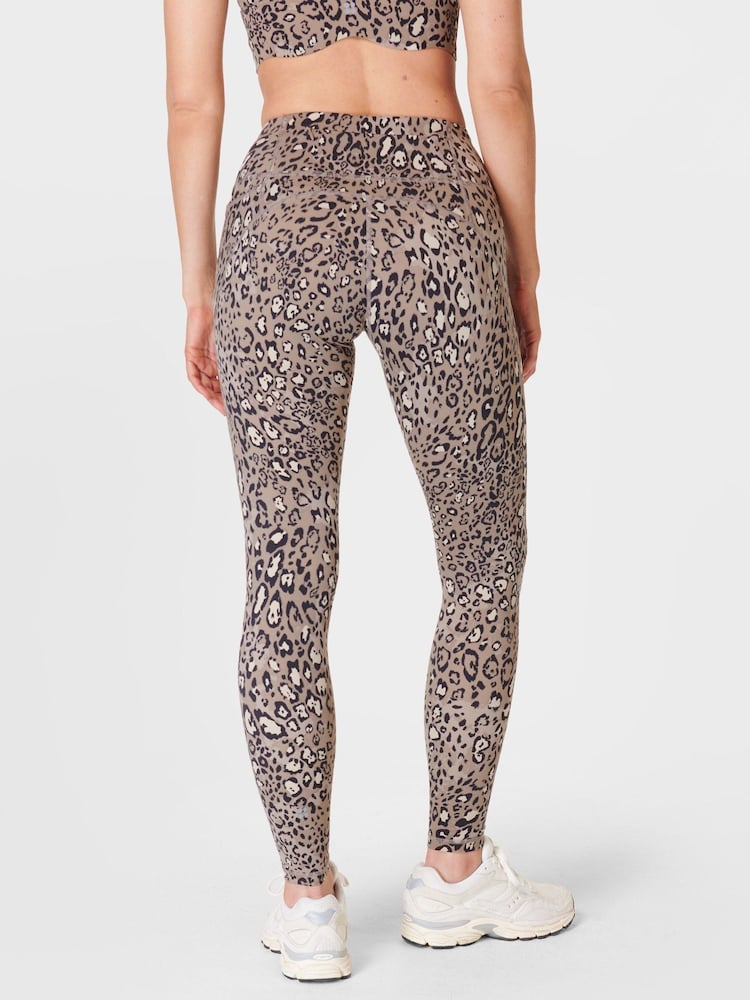 Sweaty Betty Brown Luxe Leopard Print Full Length Power Workout Leggings - Image 2 of 9