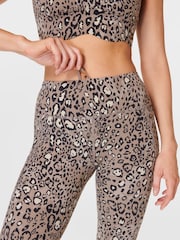 Sweaty Betty Brown Luxe Leopard Print Full Length Power Workout Leggings - Image 5 of 9