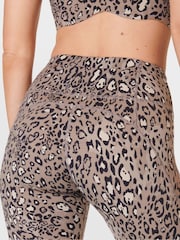 Sweaty Betty Brown Luxe Leopard Print Full Length Power Workout Leggings - Image 7 of 9