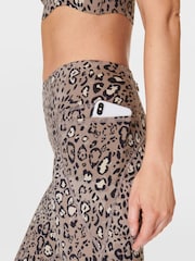 Sweaty Betty Brown Luxe Leopard Print Full Length Power Workout Leggings - Image 8 of 9