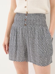 FatFace Rylee Black Star Geo Shirred Shorts - Image 3 of 5