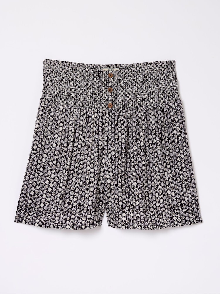 FatFace Rylee Black Star Geo Shirred Shorts - Image 5 of 5