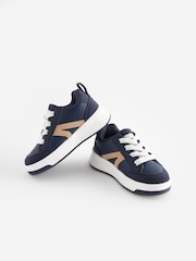 Navy Blue Wide Fit (G) Elastic Lace Trainers - Image 1 of 7