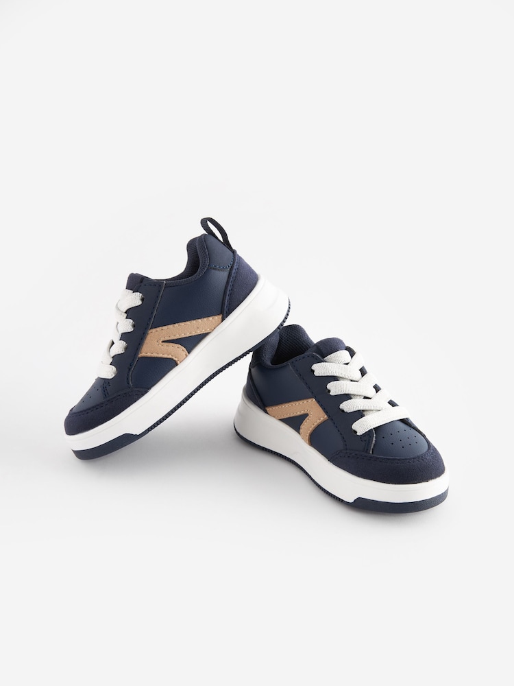 Navy Blue Wide Fit (G) Elastic Lace Trainers - Image 1 of 7