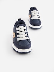 Navy Blue Wide Fit (G) Elastic Lace Trainers - Image 3 of 7