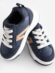 Navy Blue Wide Fit (G) Elastic Lace Trainers - Image 5 of 7