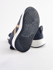 Navy Blue Wide Fit (G) Elastic Lace Trainers - Image 6 of 7