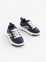 Navy Blue Wide Fit (G) Elastic Lace Trainers - Image 7 of 7