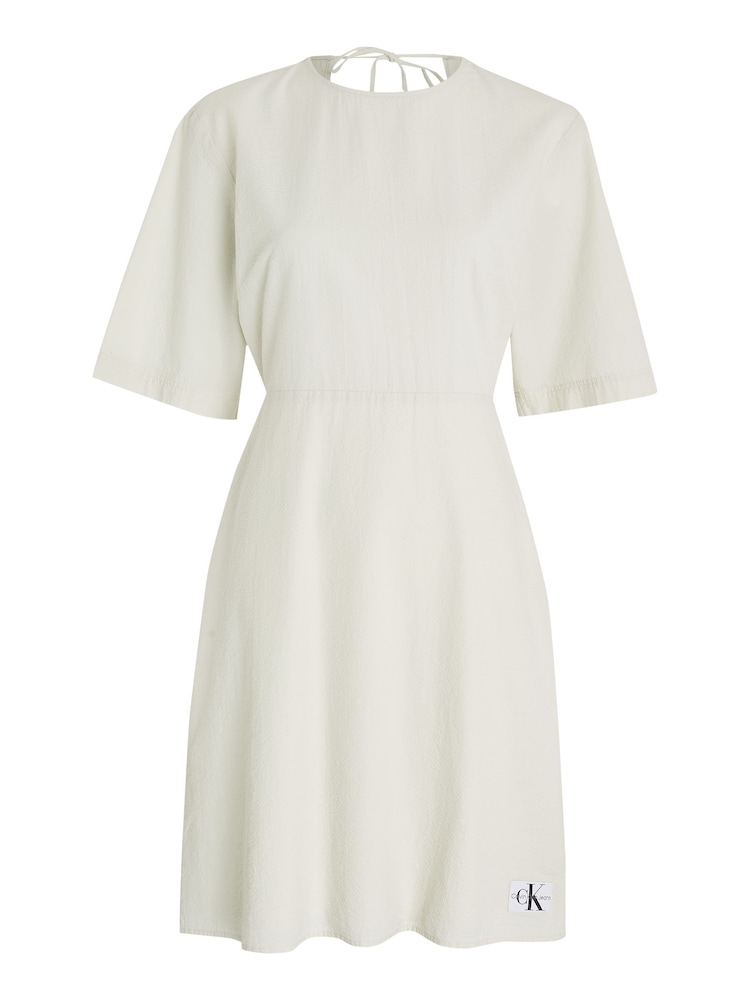Calvin Klein Natural 100% Cotton Back Detail Seersucker Dress - Image 1 of 6