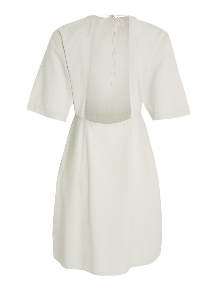 Calvin Klein Natural 100% Cotton Back Detail Seersucker Dress - Image 2 of 6