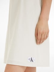 Calvin Klein Natural 100% Cotton Back Detail Seersucker Dress - Image 4 of 6