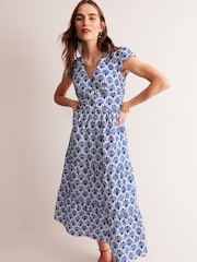Boden Blue May 100% Cotton Midi Tea Dress - Image 4 of 6