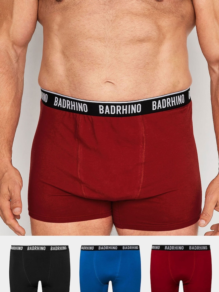 BadRhino Big & Tall Black 100% Cotton Boxers 3 Pack - Image 1 of 4