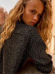 Black Rhinestone Sparkle Shacket - Image 2 of 8