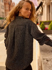 Black Rhinestone Sparkle Shacket - Image 4 of 8