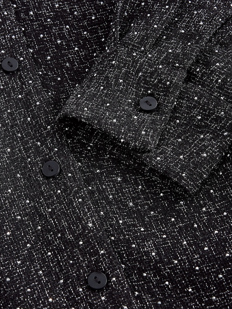 Black Rhinestone Sparkle Shacket - Image 8 of 8
