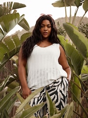 Yours Curve Cream Crochet Knitted Vest - Image 1 of 5