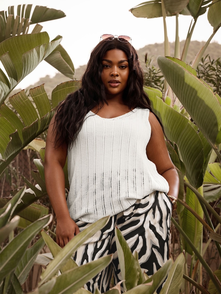 Yours Curve Cream Crochet Knitted Vest - Image 1 of 5