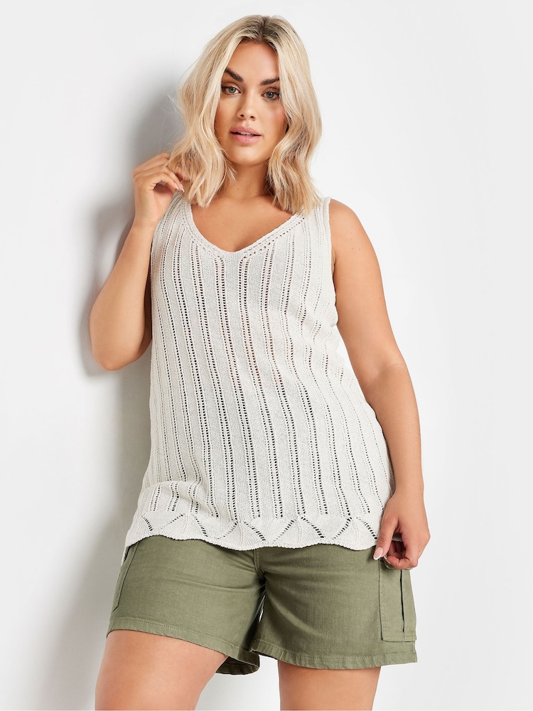 Yours Curve Cream Crochet Knitted Vest - Image 2 of 5