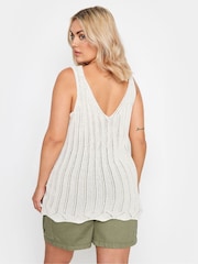 Yours Curve Cream Crochet Knitted Vest - Image 4 of 5