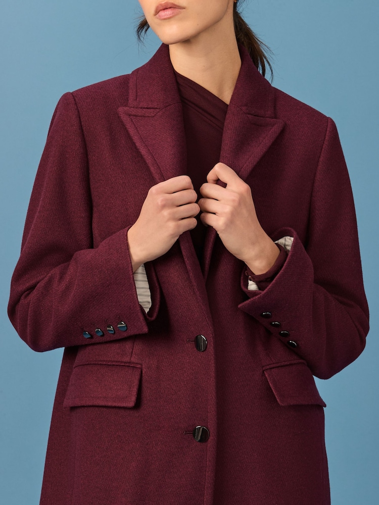 Buy Berry Red Revere Collar Coat from Next USA