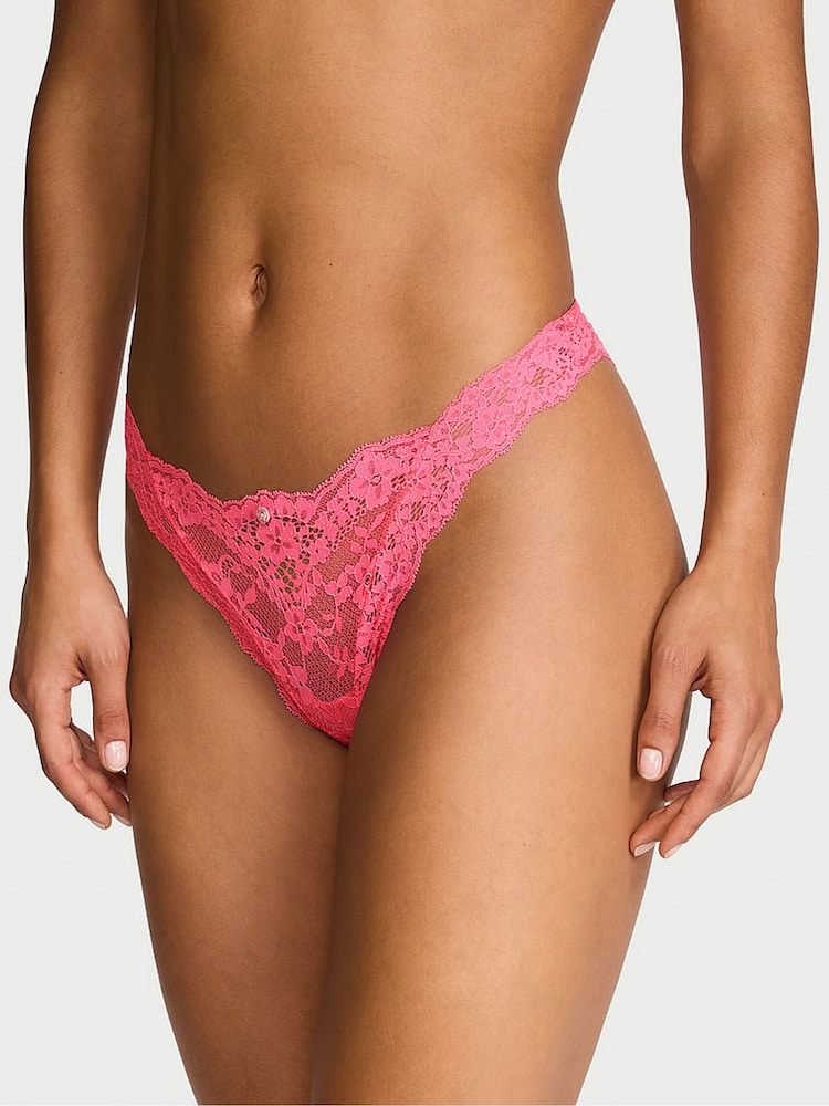Victoria's Secret Bombshell Pink Thong Lace Knickers - Image 1 of 2