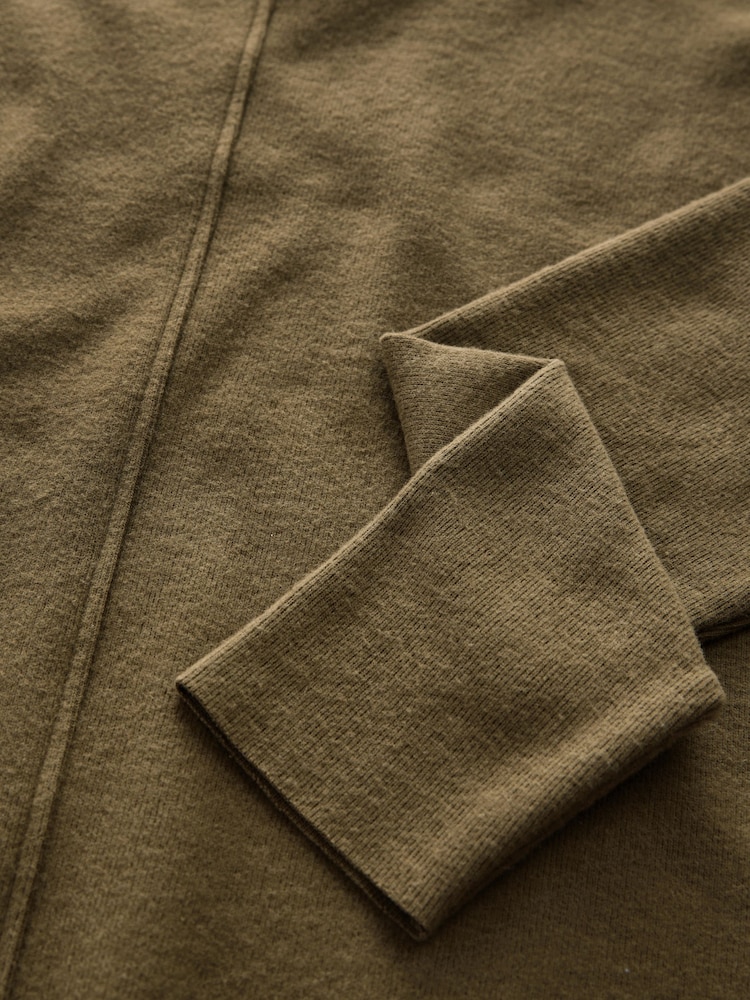 Vert kaki olive - Col rond Cosy Soft Touch Rib Detail Seam Pull - Image 6 of 7
