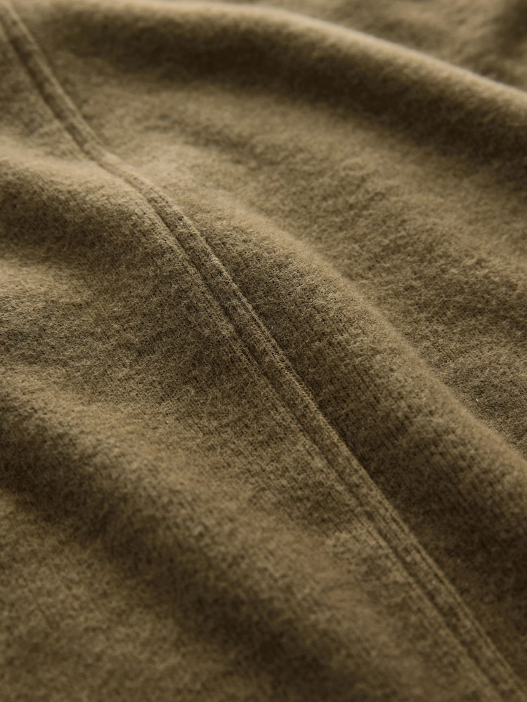 Olive Khaki Green Cosy Soft Touch Rib Seam Detail Crew Neck Jumper - Image 7 of 7
