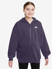 Nike Purple Raisin Purple Raisin Oversized Club Fleece Zip Up Hoodie - Image 1 of 3