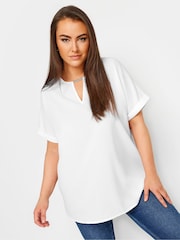 Yours Curve White Notch Neck Blouse - Image 1 of 5