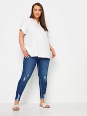 Yours Curve White Notch Neck Blouse - Image 2 of 5