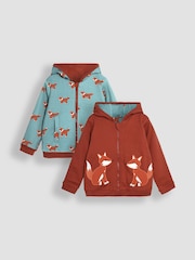 JoJo Maman Bébé Rust Orange Fox Appliqué Reversible Hoodie - Image 1 of 8