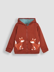 JoJo Maman Bébé Rust Orange Fox Appliqué Reversible Hoodie - Image 2 of 8