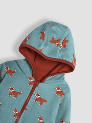 JoJo Maman Bébé Rust Orange Fox Appliqué Reversible Hoodie - Image 7 of 8