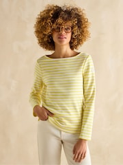 Joules Harbour Yellow/White Boat Neck Breton Top - Image 1 of 6