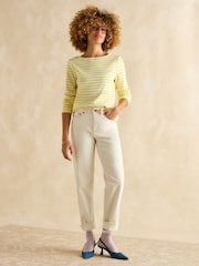 Joules Harbour Yellow/White Boat Neck Breton Top - Image 4 of 6
