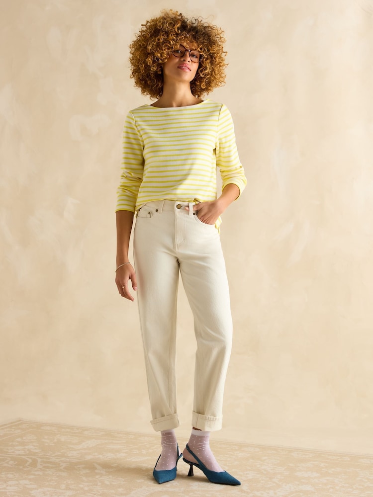 Geel/wit - Joules Harbour Boat Neck Breton Top - Image 4 of 6
